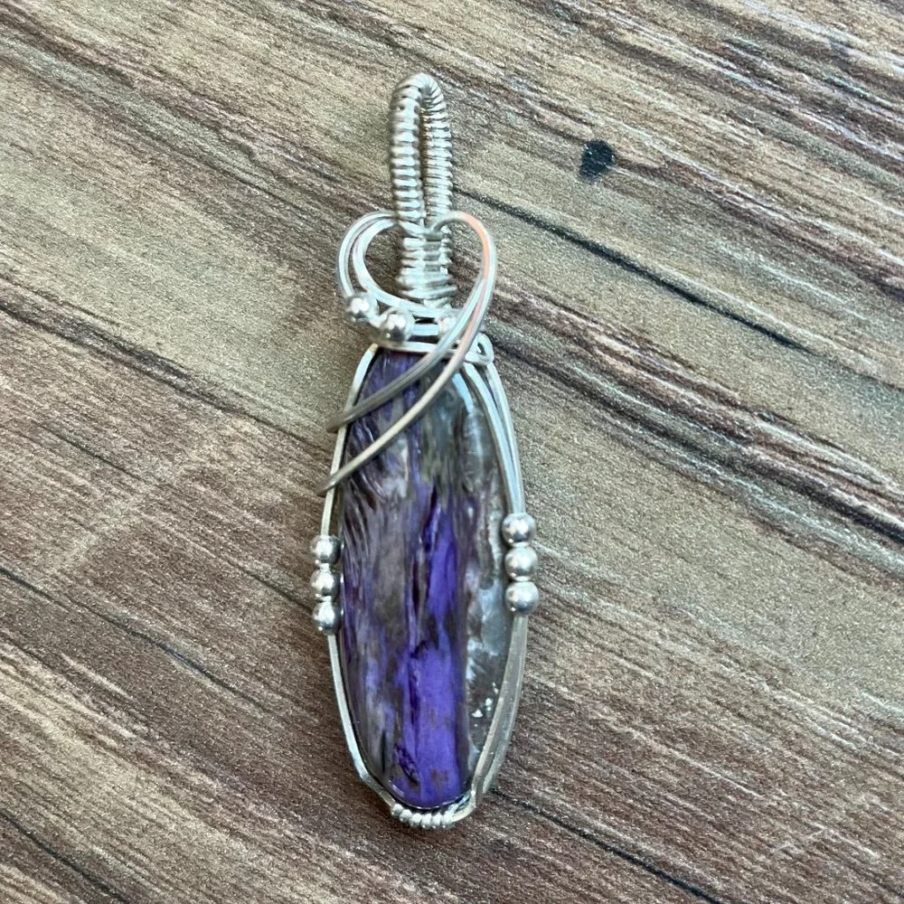 NEW Dark Purple *Charoite* Pendant | Silver Wrapped | Stone of Transformation - Picture 1 of 9